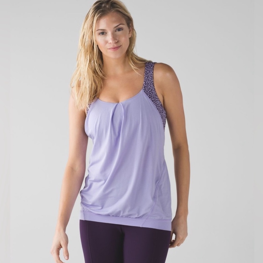 Lululemon Nouveau Limits Tank Top Lilac Miss Mosaic & Lilac Zinfandel Purple 4